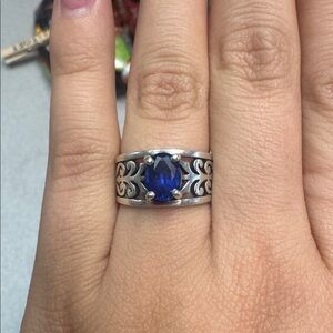 James Avery Silver Ring with Blue Sapphire